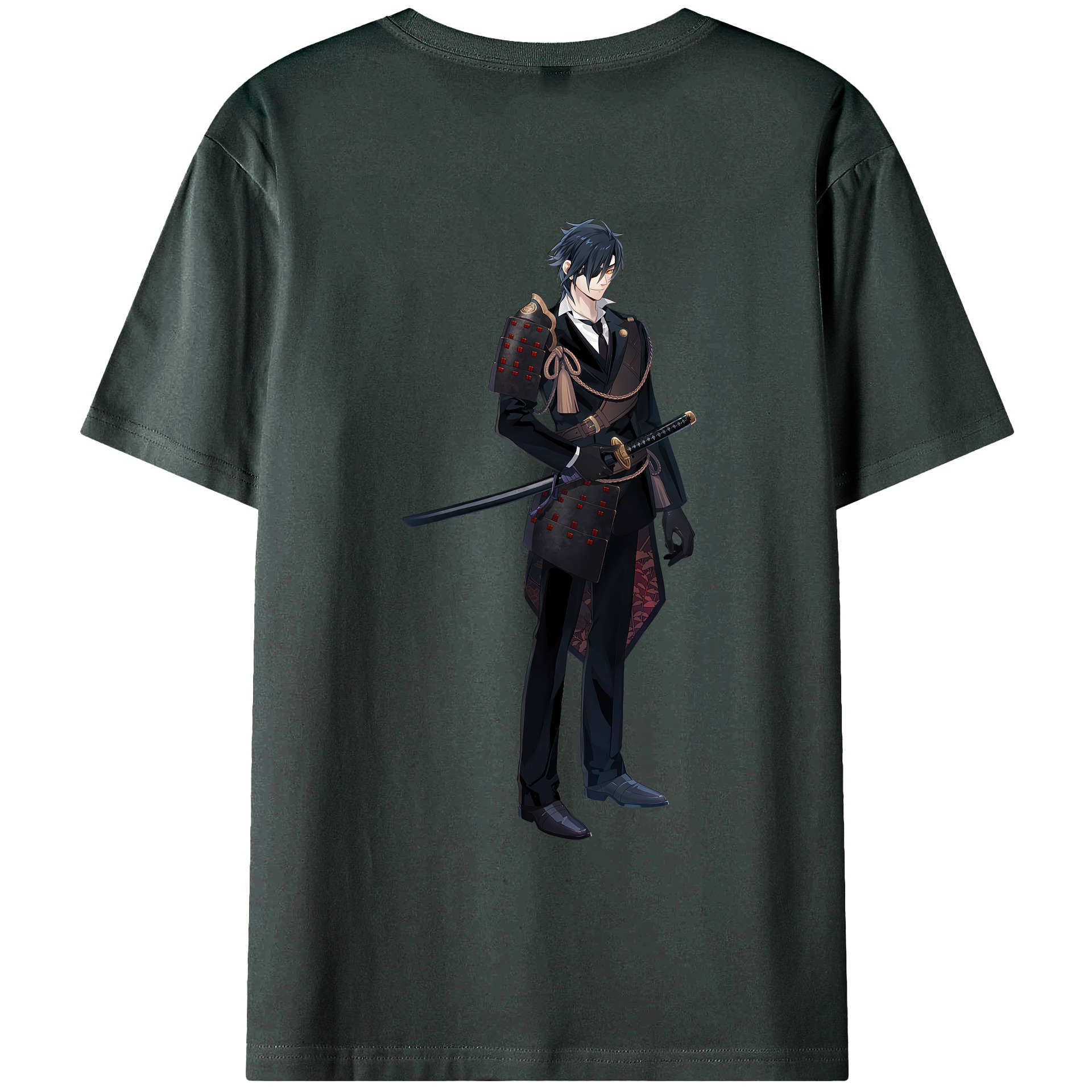 （画像用） 刀剣乱舞 Touken Ranbu 綿100％ メンズ半袖Tシャツ（バックプリント） 通気性
